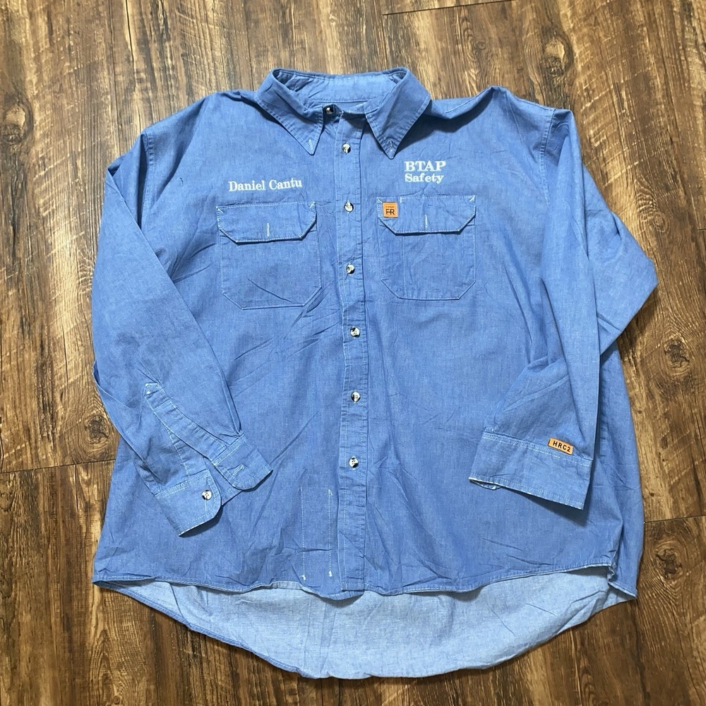 Wrangler Fire Resistant Chambray Button Uo Long Sleeve Shirt XXL